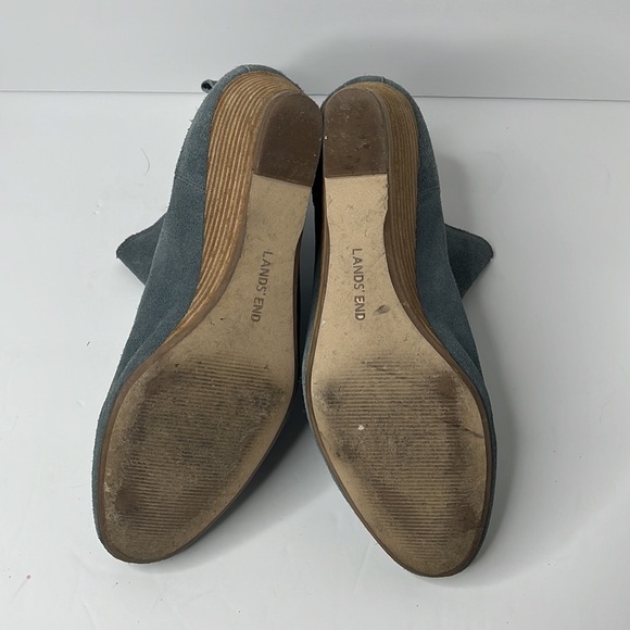 Lands' End Light Blue Suede Chelsea Wedge Ankle Bootie Sz 11B WEAR - Picture 5 of 9